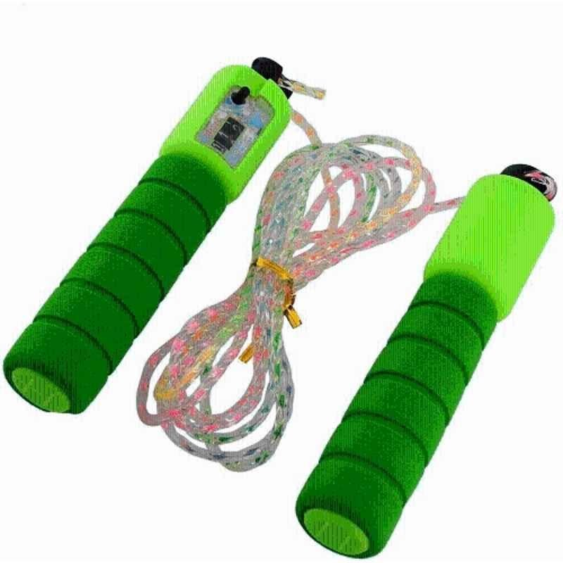 QUIT-X 320cm Green Activity Digital Counter Skipping Rope with Soft Foam Handles