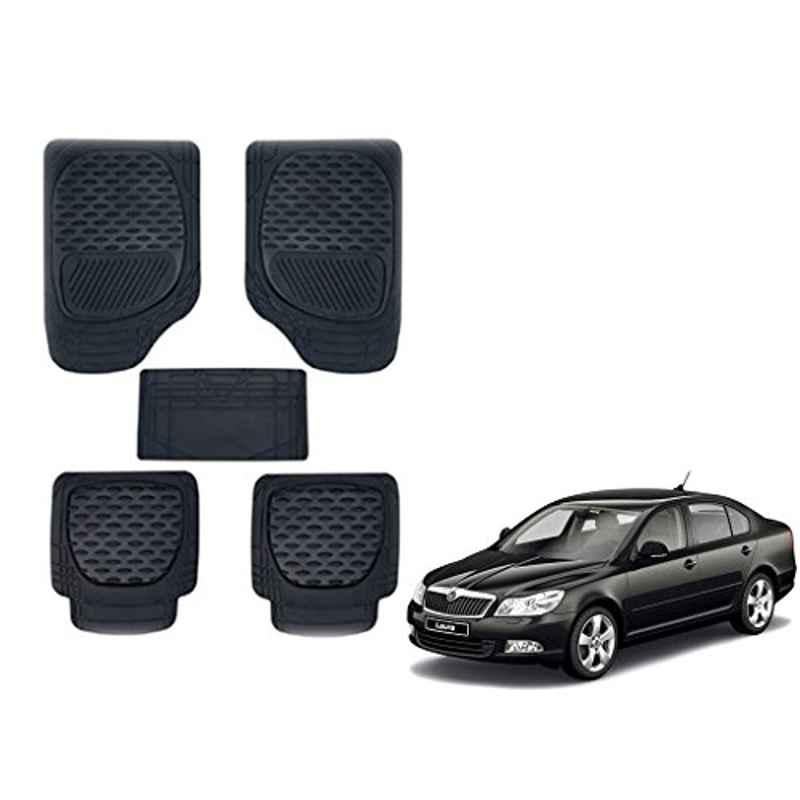 Kozdiko 6255TW 5 Pcs PVC & Rubber Black Car Mat Set for Skoda Laura