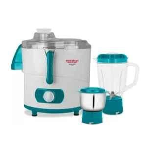 Maharaja Whiteline Mark Deo 450W White & Turquoise Blue Juicer Mixer Grinder with 2 Jars