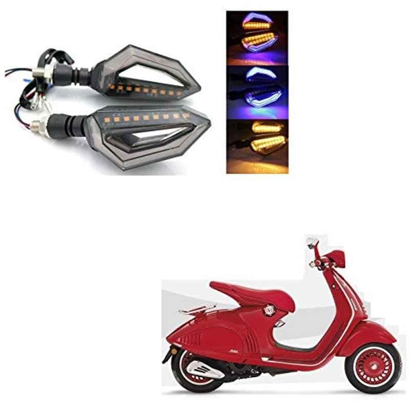 Kozdiko 4 Pcs Bike D Shaped 9 LED Front & Rear Side Turn Signal Indicator Light Set for Vespa Red 125