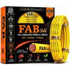 Fabgold 0.75 Sqmm Yellow FR PVC Multi Strand Electrical Wire, FABGOLD4, Length: 90m