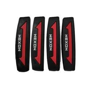 SureStrive 4 Pcs Rubber Black & Red Anti Scratch Door Protector Guard Set for Tata Nexon 2024 Type-3 All Model