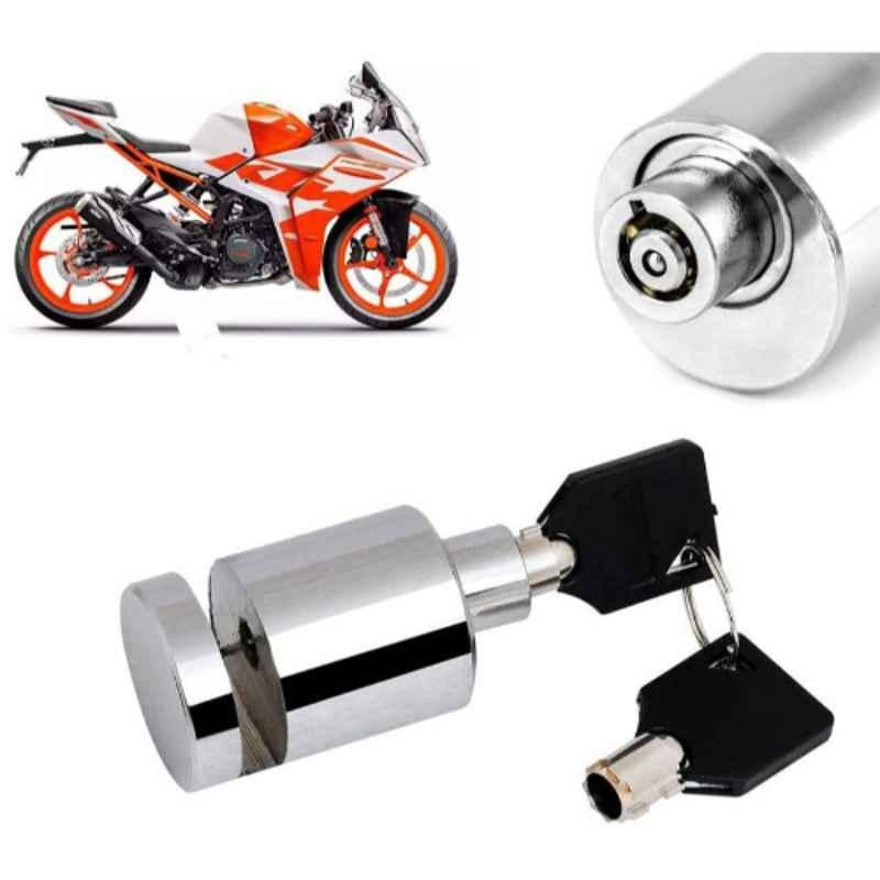 Auto Pearl Stainless Steel Silver Heavy Duty Anti Theft Motorcycle Disc Brake Lock, Lock-340
