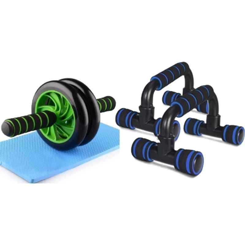 Shopeleven ABS Multicolour AB Wheel & Pushup Bar Combo for Core Toning