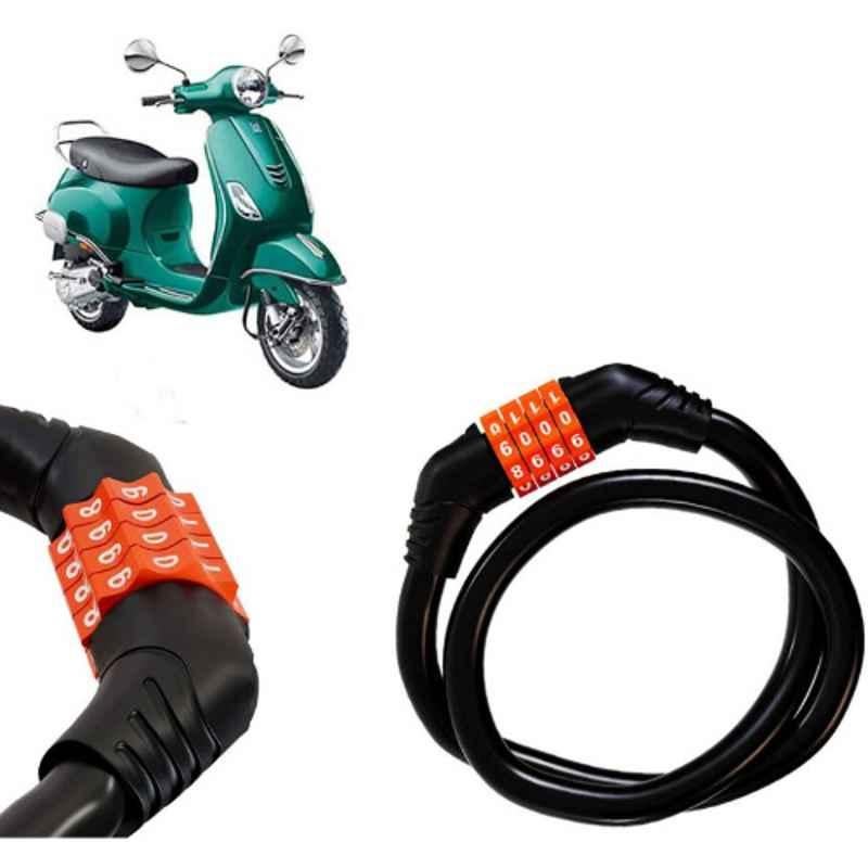 Auto Pearl Black & Orange 4 Digit Anti-Theft Combination Number Lock for VXL 150 BS6