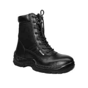 Krieger Leather Black High Ankle Army Work Work Safety Bootswith Side Zip, KR-1001, Size: 5
