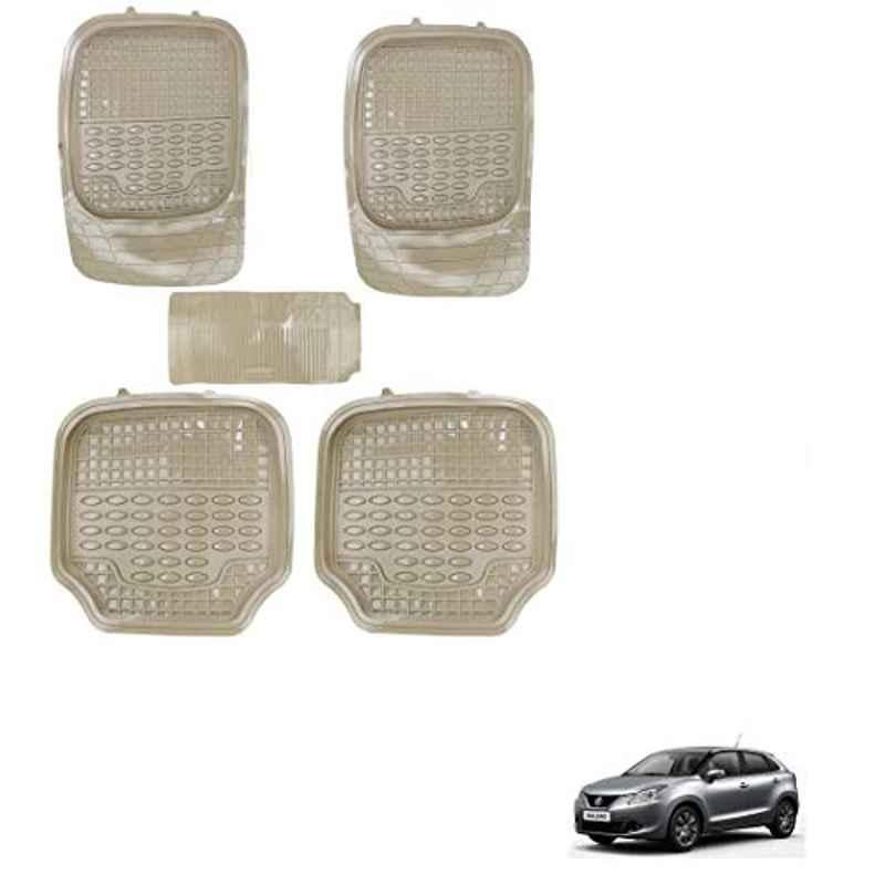 Kozdiko 5 Pcs 4G Beige Rubber & PVC Heavy Car Foot Mat Set for Maruti Suzuki Baleno Nexa, koz_80845