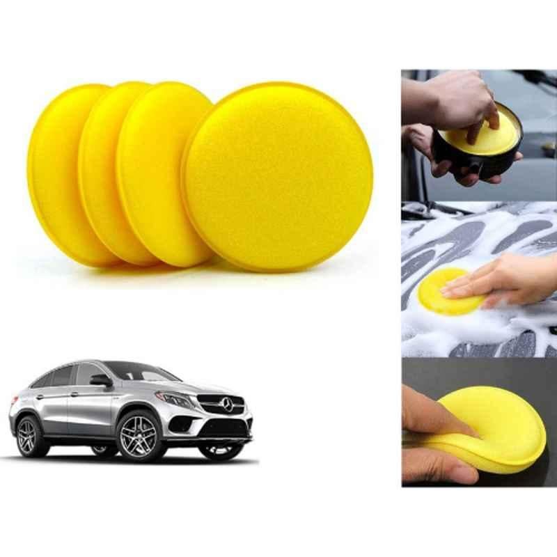 Auto Pearl Polyurethane Beige Washing & Waxing Polish Foam Sponge for MLC (Pack of 4)