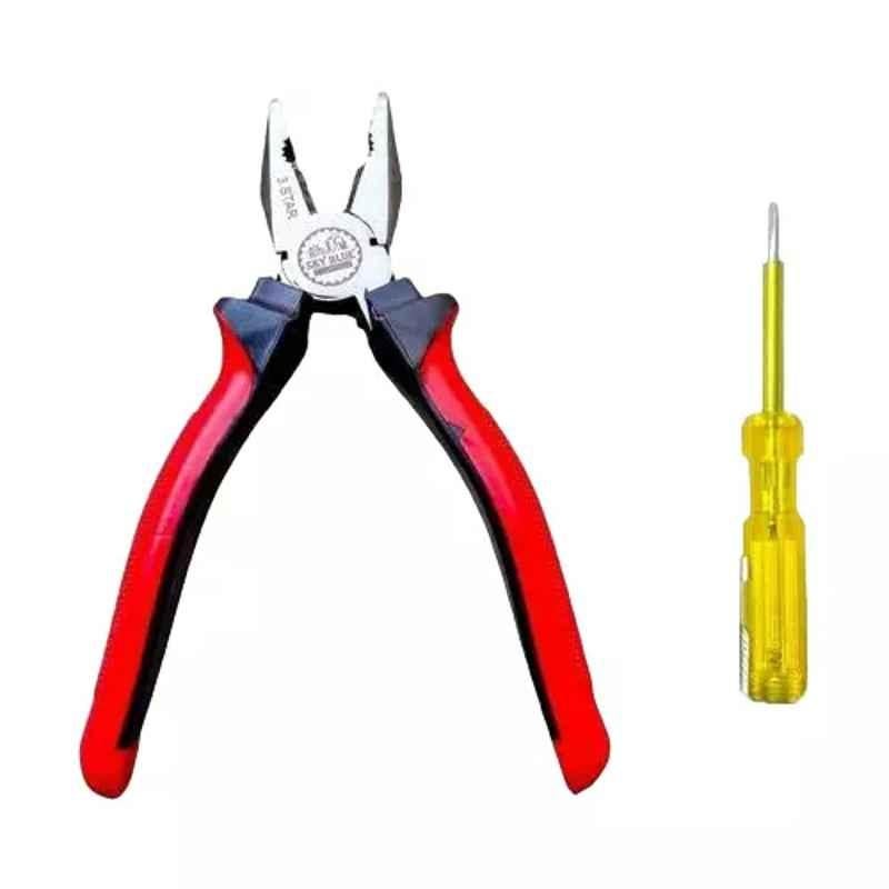 Sky Blue 2 Pcs 8 inch Multicolour 2 Cutting Wire False Piece Lineman Plier Combo, SBE264
