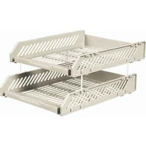 Omega 2 Compartment Plastic Beige Office Tray, 1746