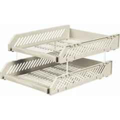 Omega 2 Compartment Plastic Beige Office Tray, 1746