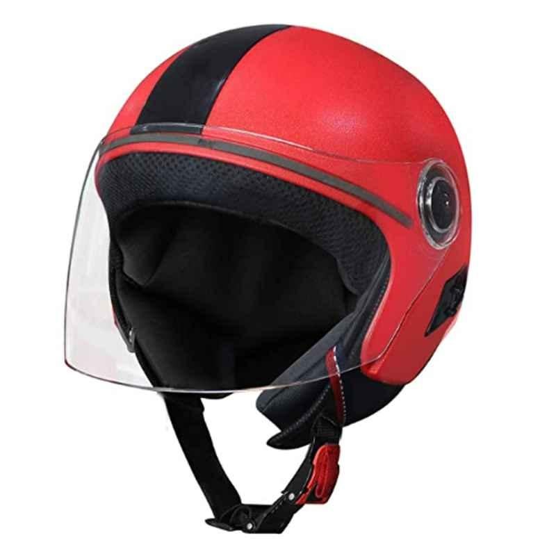 Habsolite HB-TPR01 ABS Medium Red Open Face Helmet, Tecno Plus