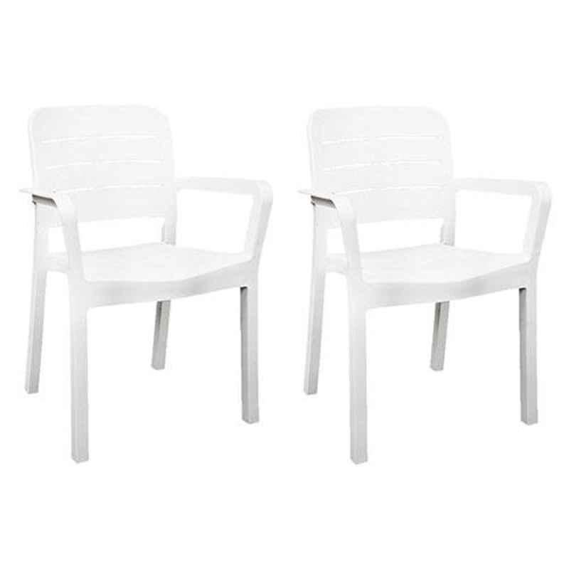 Italica Polypropylene White Luxury Arm Chair, 3015-2 (Pack of 2)