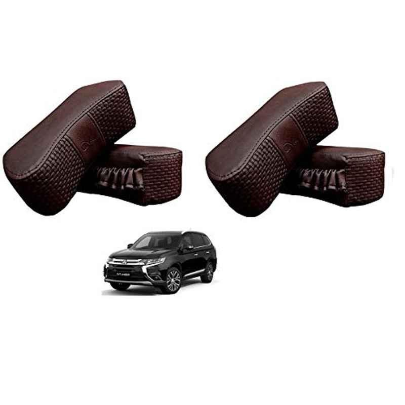 Kozdiko 4 Pcs CV Designer Cola Leatherite Neck Rest Car Cushion Pillow Set for Mitsubishi Outlander