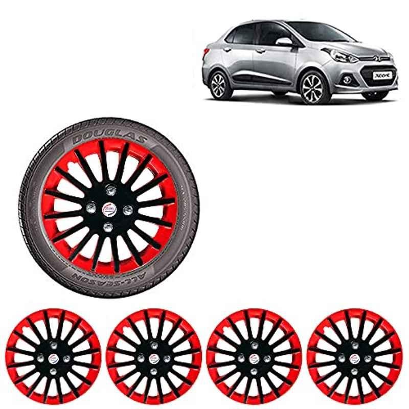 Auto Pearl 4 Pcs 14 inch ABS Red & Black Car Wheel Cover Set for Hyundai Xcent 2016