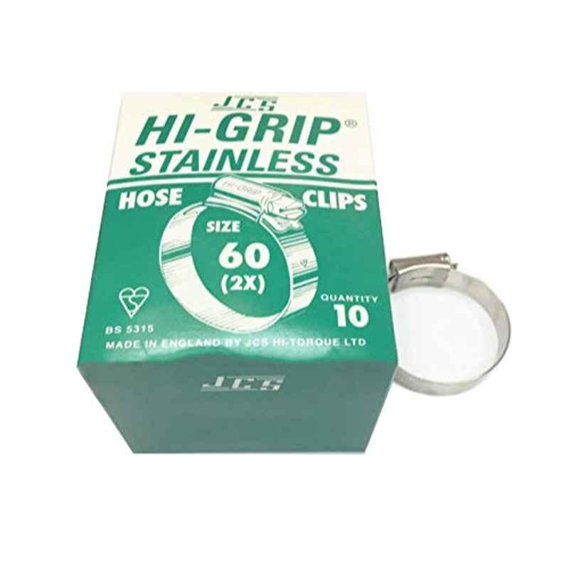 JCS HI-Grip 60mm Stainless Steel 304 Hose Clips (Pack of 10)