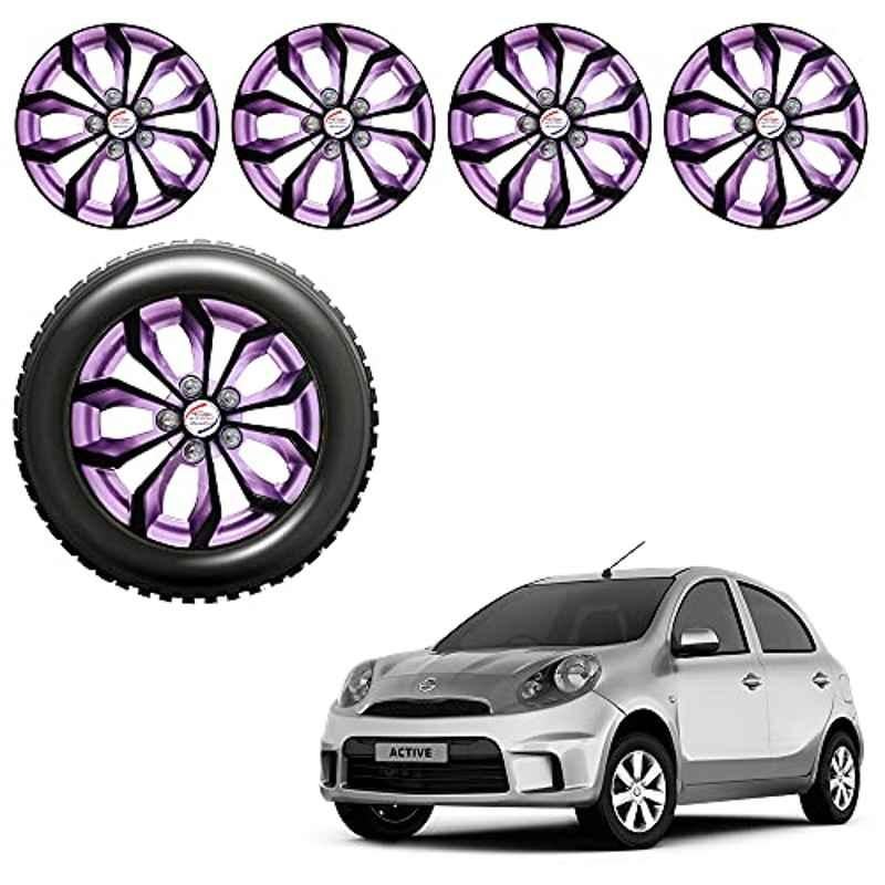 Auto Pearl 4 Pcs 13 inch ABS Black & Violet Car Wheel Cover Set for Nissan Micra