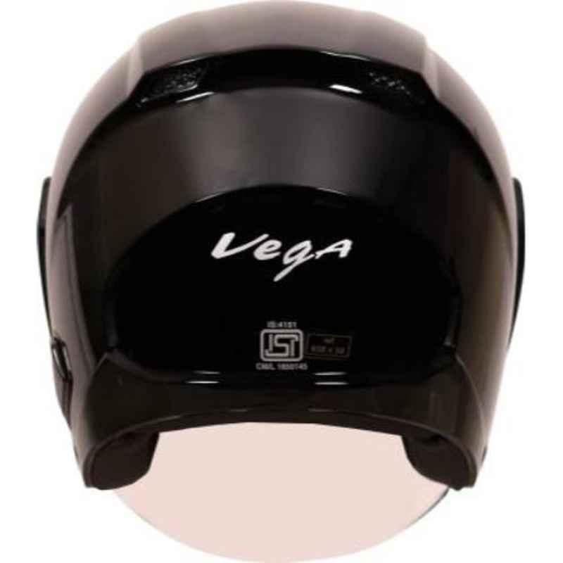 Vega Lark Black Open Face Motorbike Helmet, Size (L, 580 mm)