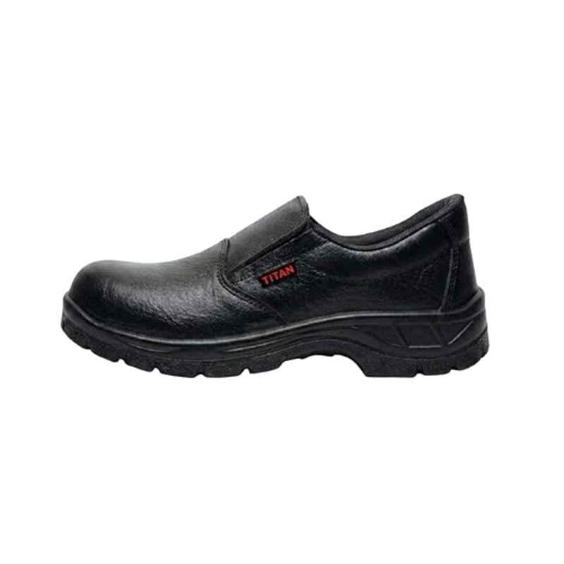 Hind Pro Titan Alabama Print Leather PU Steel Toe Black Safety Shoe for Men, Size: 8