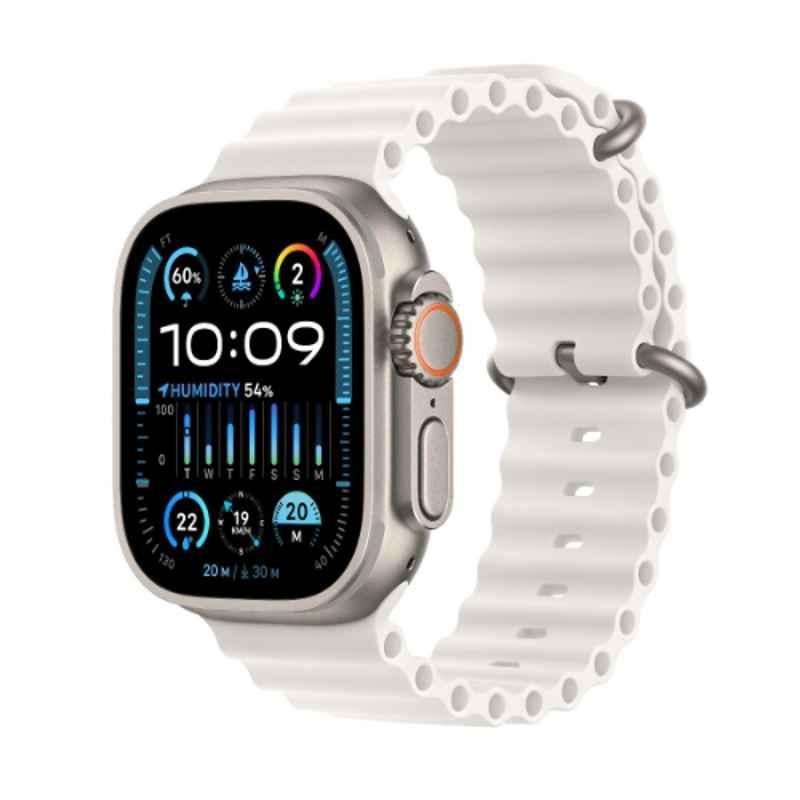 Apple Ultra 2 49mm Titanium Case GPS & Cellular Smart Watch with White Ocean Band, MREJ3AE/A