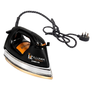 Illumia Electricals Jumbo-DX 1000W Black Heavy Weight Plancha Dry Iron with Teflon Soleplate