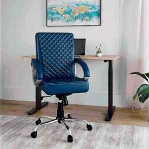 RM HOME Charlie PU Leather Medium Back Blue Executive Chair