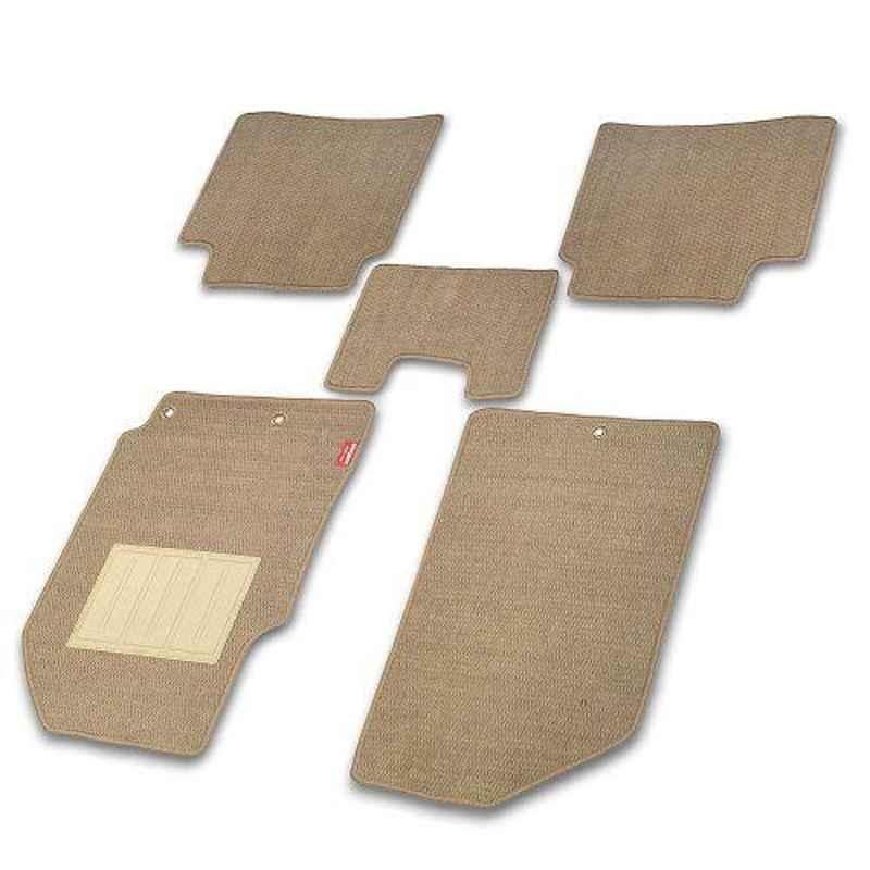 Elegant Popcorn 4 Pcs Polypropylene & Non Woven Beige Carpet Car Floor Mat Set for Honda Crv (2004-2009)