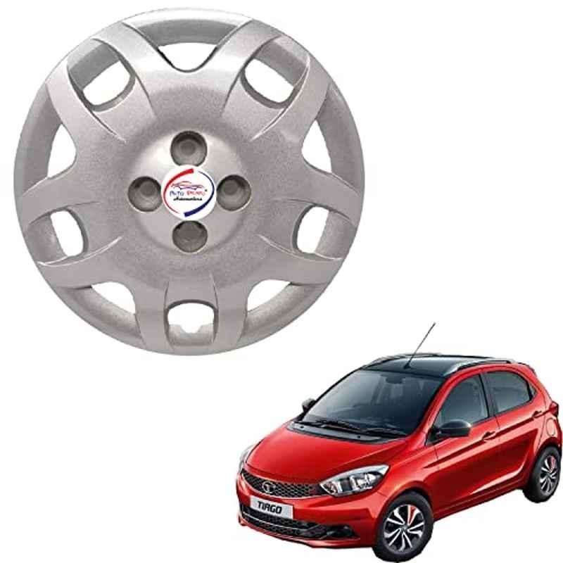 Auto Pearl 4 Pcs 13 inch ABS Punto Silver PN 29 Hubcap Wheel Cover Set with Retention Ring for Tata Tiago 2019