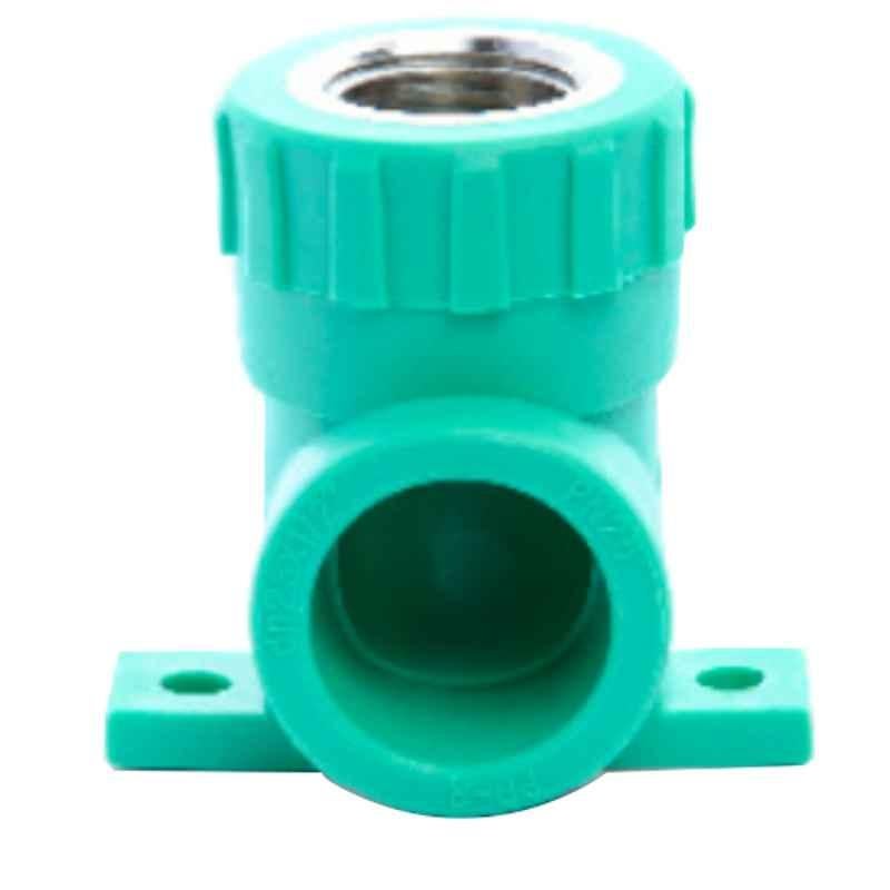 Aquaterra 25x1/2 inch PPR Fitting 90 Degree Female Elbow with Wall Bracket, AT722512