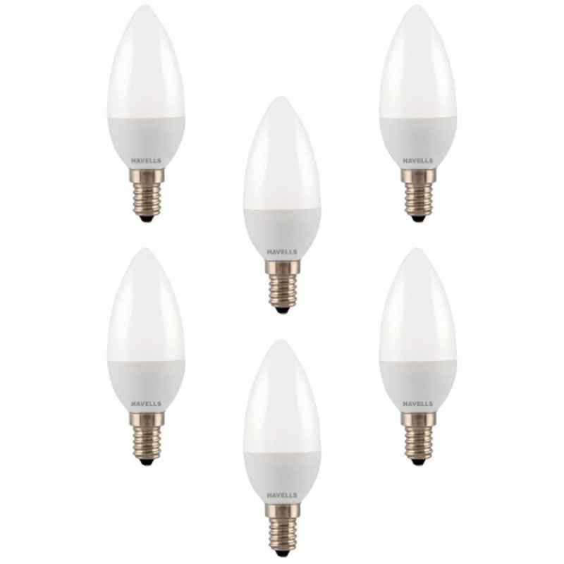 Havells Adore 2.8W E14 Cool Day White Candle LED Bulb, ‎LHLDEUOCML8R2X8 (Pack of 6)