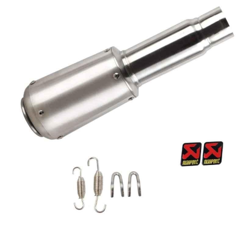 AllExtreme EXEMSL2 51mm Silver Inlet Universal Exhaust Muffler Silencer