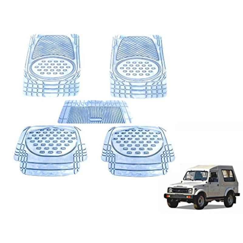 Kozdiko 5 Pcs 6605 PVC & Rubber Clear Car Foot Mat Set for Maruti Gypsy