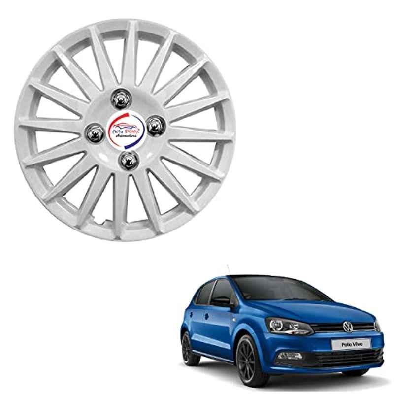 Auto Pearl 4 Pcs 15 inch ABS Camry Silver Press Type Hubcap Wheel Cover Set with Retention Ring for Volkswagen Polo Vivo GT