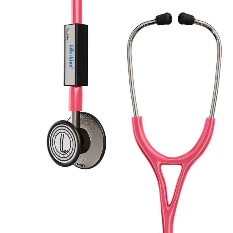 Lifeline Max III Stainless Steel Pink Dual Side Diaphragm Chest Piece Stethoscope with 2 Way Tube, STH002-PNK