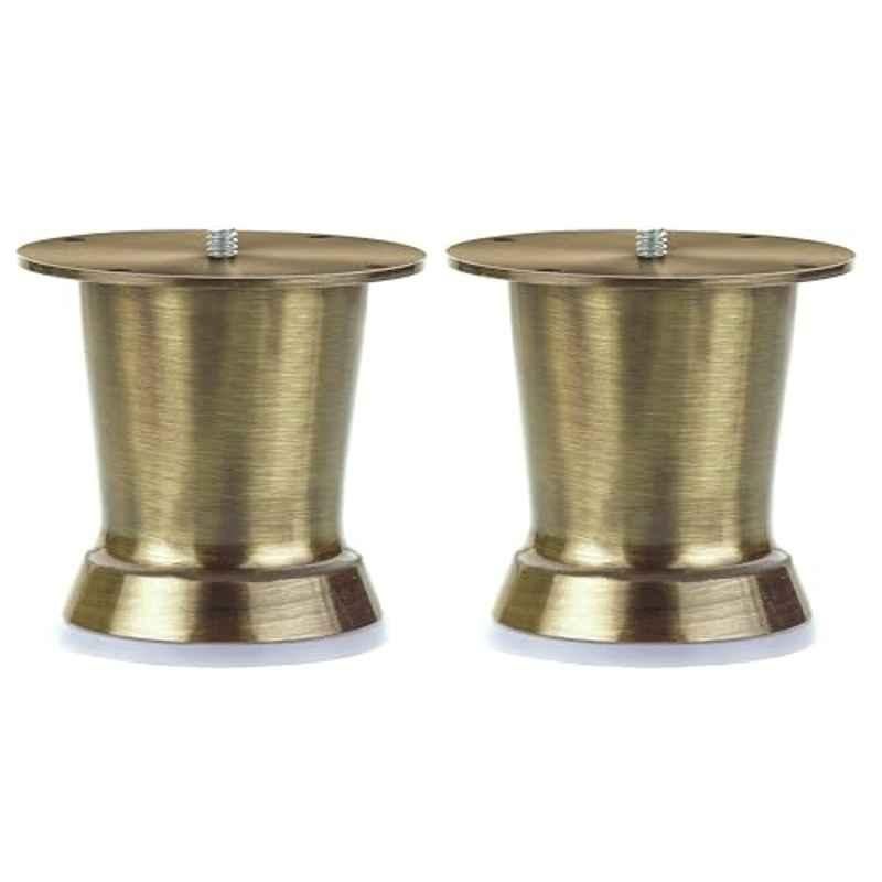 Plantex Heavy Duty Pillar 3 inch Spare Sofa Legs for Bed Furniture/Sofa Legs for Table/Sofa Support Legs Set of 2 Pcs Antique Brass
