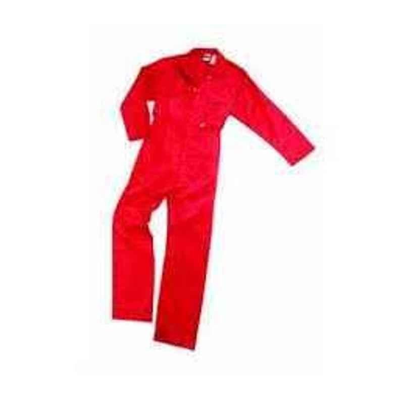 Ishan Red 380gsm Cotton Fabric Boiler Suit, 5408, Size: Small