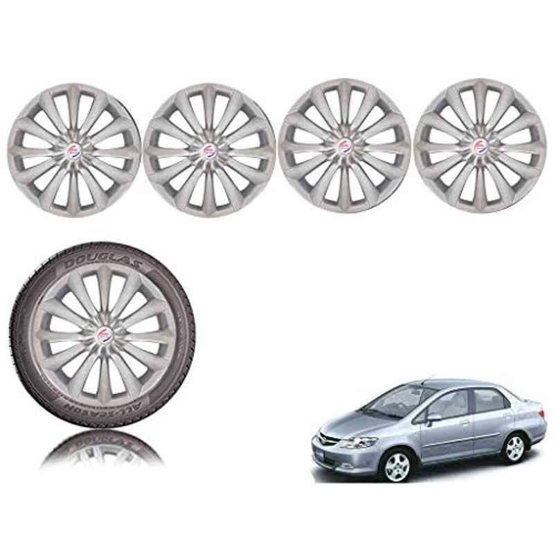 Auto Pearl 4 Pcs 14 inch Black ABS Press Type Hubcap Wheel Cover Set with Retention Ring for Honda AmazeType2