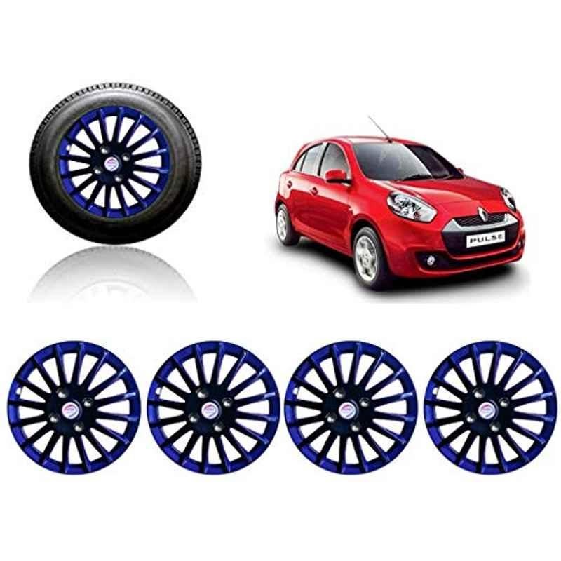 Auto Pearl 4 Pcs 14 inch ABS Black & Blue Press Fitting Wheel Cover Set for Renault Pulse