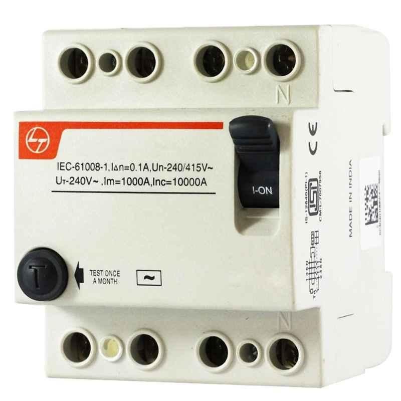 L&T Exora 100A 100mA 4 Pole RCCB, BG410010