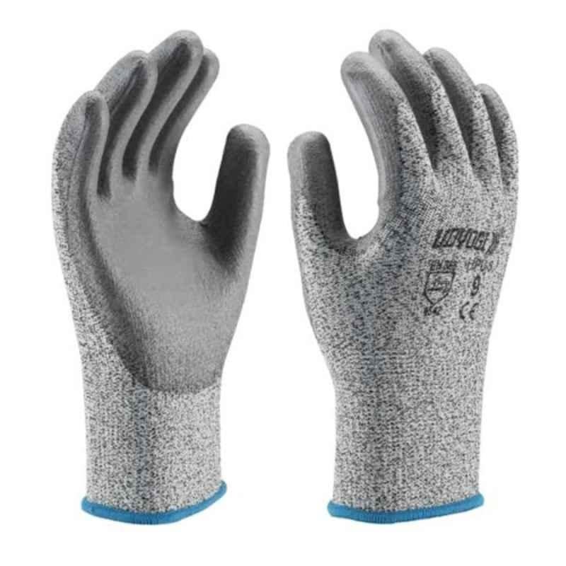 Udyogi 9 inch Grey PU Coated Safety Gloves, HPU 5