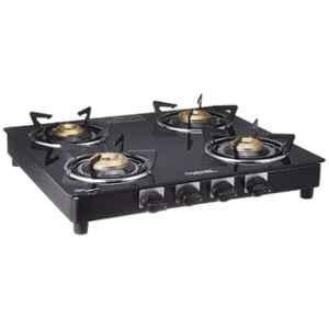 Hindware BRIO Plus 4B Glass Top Cooktop with 4 Brass Burner & Manual Ignition, CT 100133