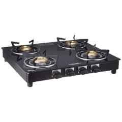 Hindware BRIO Plus 4B Glass Top Cooktop with 4 Brass Burner & Manual Ignition, CT 100133