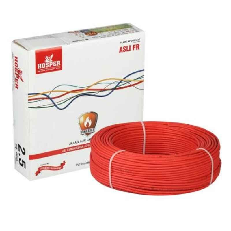 Hosper Asli FR 2.5 Sqmm 90m Single Core Red Insulated Wire, HS-63