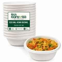 Eco Aaroyaa 120ml Bagasse Square Disposable Kiwi Bowl (Pack of 50)