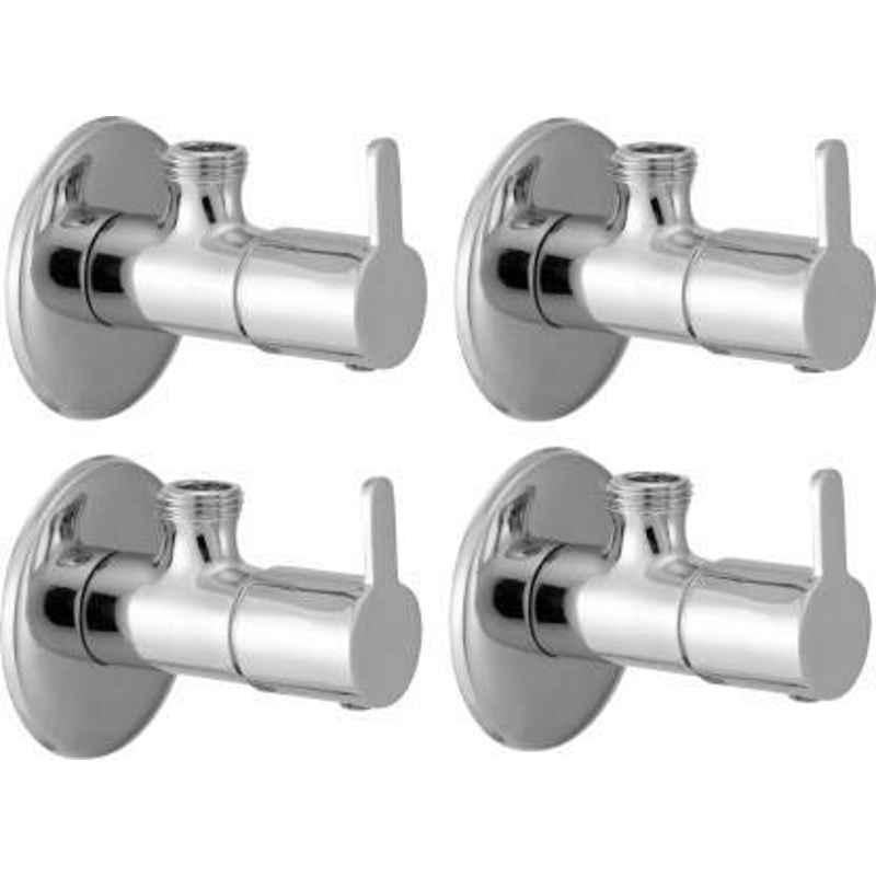 Torofy Flora Stainless Steel Chrome Finish Angle Cock with Wall Flange (Pack of 4)