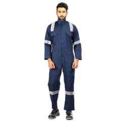 Atacama Night Hawk Poly Cotton Blend Twill Navy Blue High-Visibility Coverall with Reflective Strip, AWC001NV, Size: M