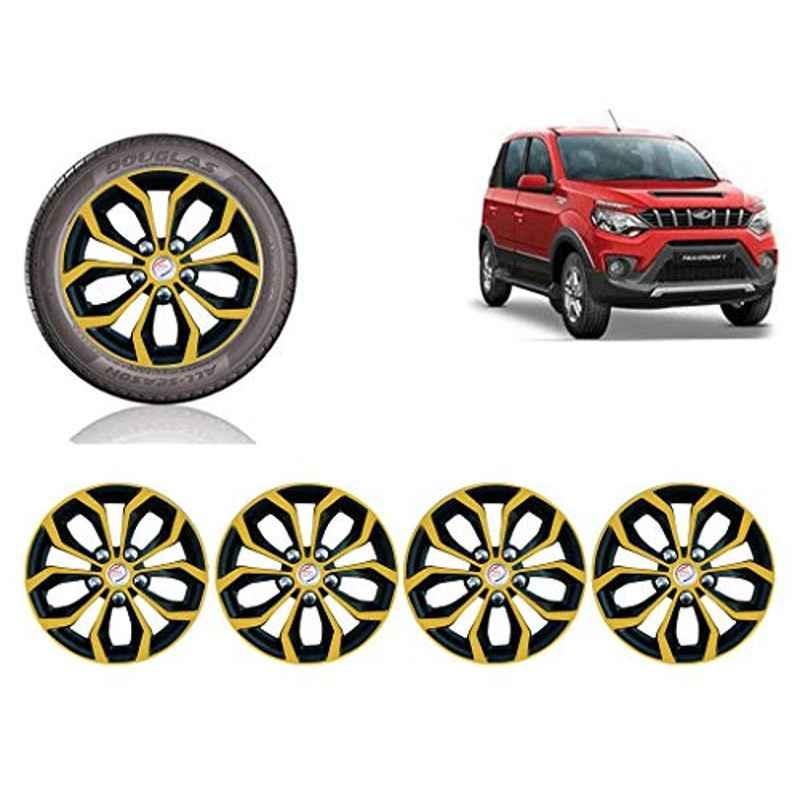 Auto Pearl 4 Pcs 15 inch ABS Golden & Black Car Wheel Cover Set for Mahindra Mahindra Nuvo Sport