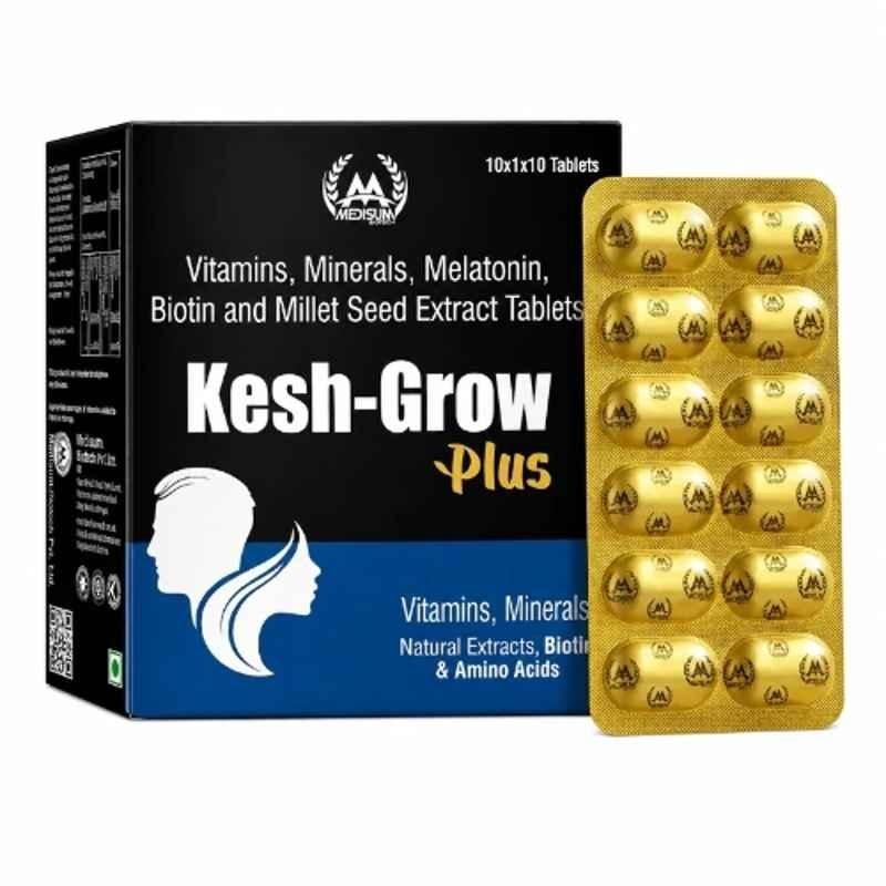 Medisum Biotech 100 Pcs Kesh-Grow Plus Tablet for Supports Healthy Hair Growth & Strengthens Hair and Reduces Hair Fall