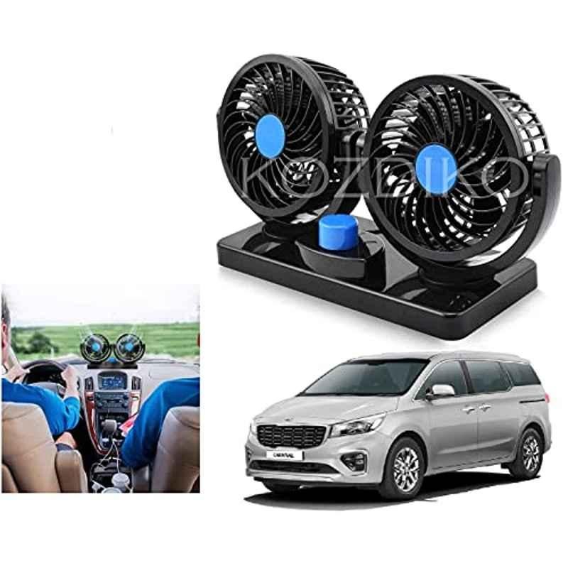 Kozdiko 12V Black Dual Head Rotatable Electric Car Dashboard Fan with 360 Degree for Kia Carnival