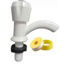 Senkiddpro PVC White Wall Mounted Pillar Tap with Teflon Tape